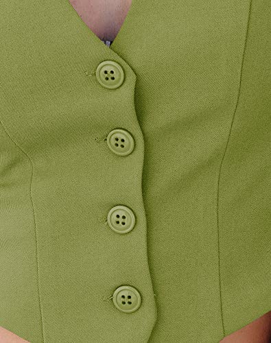 Sunborui Women's Business Button Up Sleeveless Vests Fully Lined V Neck Regular Fitted Jacket Waistcoat (Mint Green,Large) #TOP4