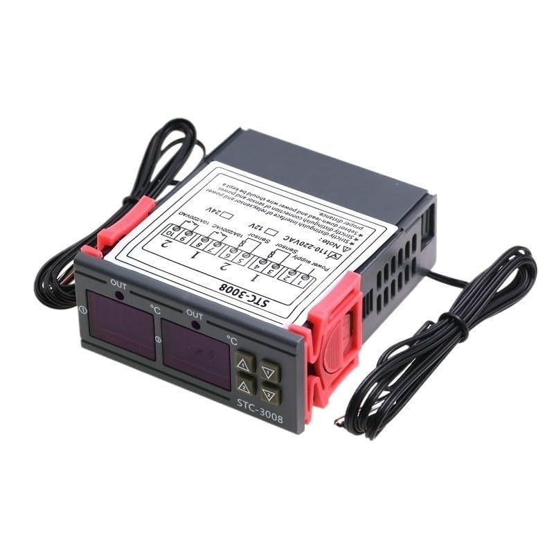 ChuFort Doppio regolatore di temperatura digitale 12V 24V 220V Relè doppia sonda STC-3008(AC 110V-220V)