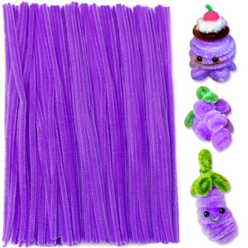 Image of Praisebank Purple Pipe Cleaners for Crafts, 200pcs, Chenille Stems for DIY Projecets, Arts & Crafts Supplies for Festival Party Decorations
