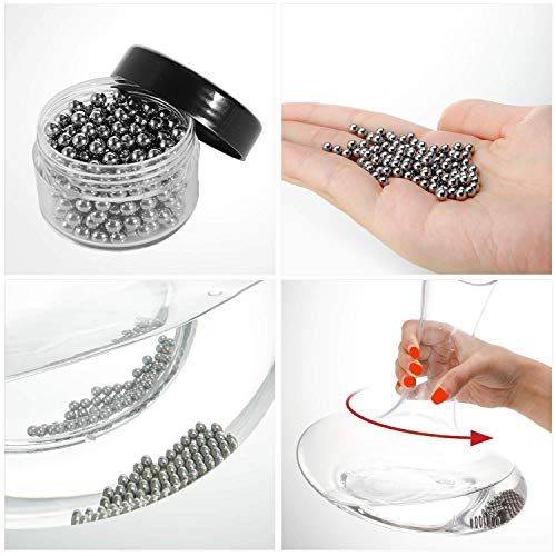 DaveandAthena 4 stuks Wijnkaraf Reinigingsborstel en 300 stuks RVS karaf Reiniging Kralen Ballen Flexibele Fles Scourer… - Afbeelding 5