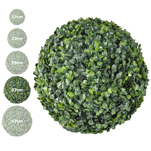 HORO.ES Bola de Césped Artificial, Bola de topiario de boj, Bola de Planta de plástico Verde con 5 tamaños para Espacios Interiores, jardín, decoración de Bodas y decoración del hogar (37CM)