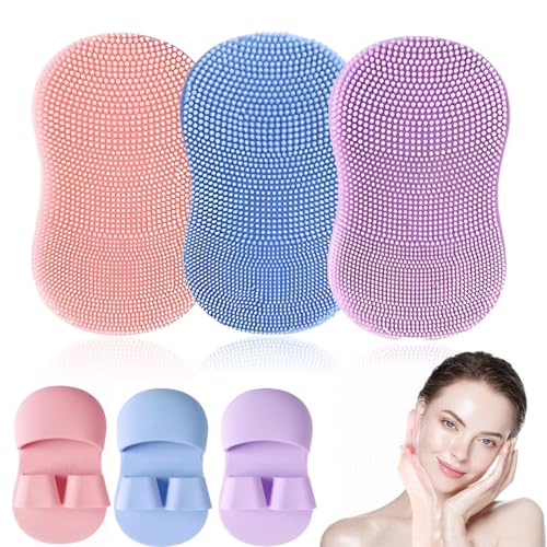 JEYORZY 3 Pcs Cepillo de Limpieza Facial de Silicona, Cepillo Limpiador de Maquillaje, Almohadilla de Limpieza, Adecuados para Todo Tipo de Piel, Eliminación de Maquillaje y Puntos Negros(Multicolor)