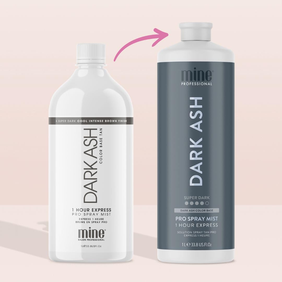 MineTan Dark Ash Premium roztwór do opalania natryskowego | Salon Professional 1-godzinna formuła ekspresowej opalenizny, czyste rozwiązanie do opalania bez słońca, gładkie i gładkie wykończenie, bez zapachu pomarańczowej lub sztucznej opalenizny, wegańsk