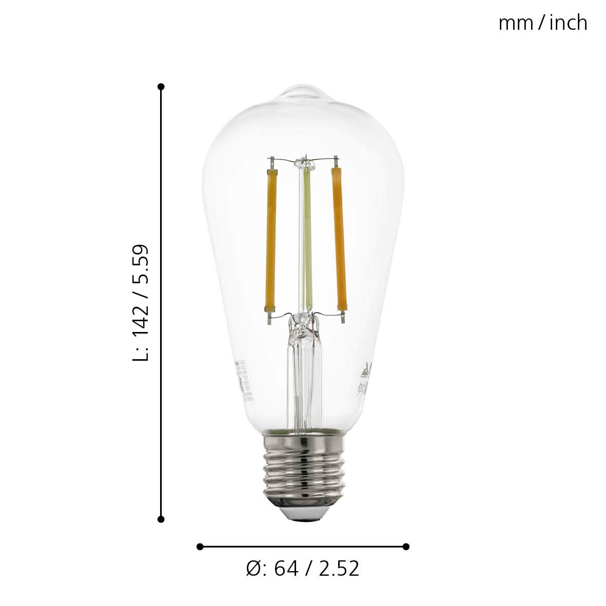 EGLO connect LED E27 lampa, inteligentna żarówka vintage przezroczysta | 6 W (odpowiada 60 W), 806 lumenów, E27 LED ściemnialna, regulowana temperatura barwowa, LED źródło światła ST64, Ø 6,4 cm