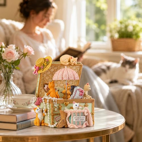 Cat Music Box Gift for Girlfriend Wife Daughter Grandma Granddaughter Sister Friends, Cute Kitty Musical Box Anniversary Birthday Gifts Kitten Lover Mother Day Present - Image 5
