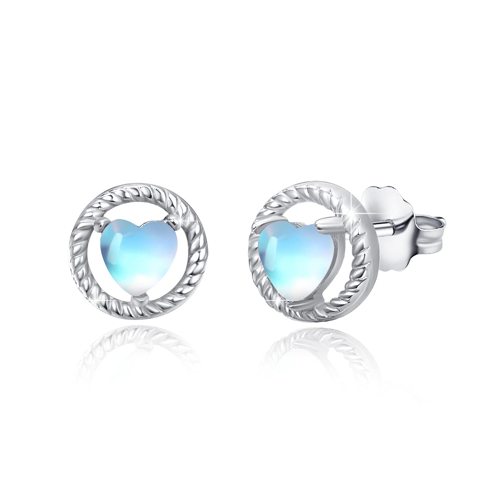 Delicati orecchini a perno a forma di cuore, in argento Sterling S925