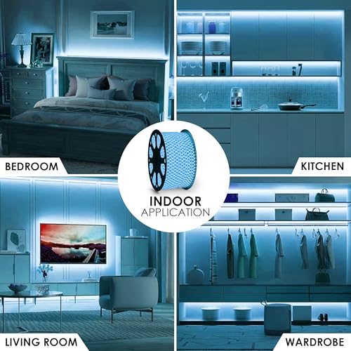 Image of Gesto 50 Meter Rope LED Strip Lights | 120 LED /Mtr Waterproof Outdoor Lights for Balcony, Home Decor, Cove Light for False Ceiling | Flexible, Cuttable Strip Light for Diwali Decoration - Ice Blue