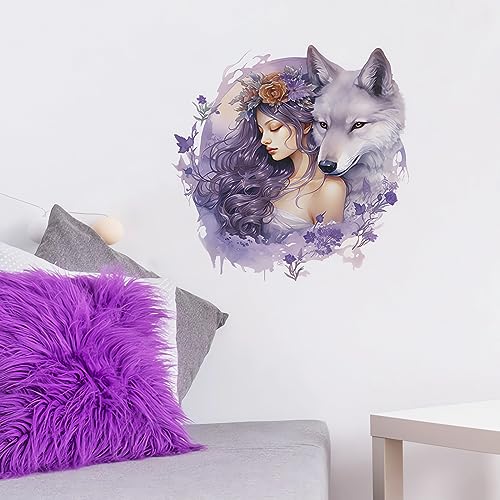 Vinilo decorativo niña lobo morado sacinora adhesivo removible miniatura 3
