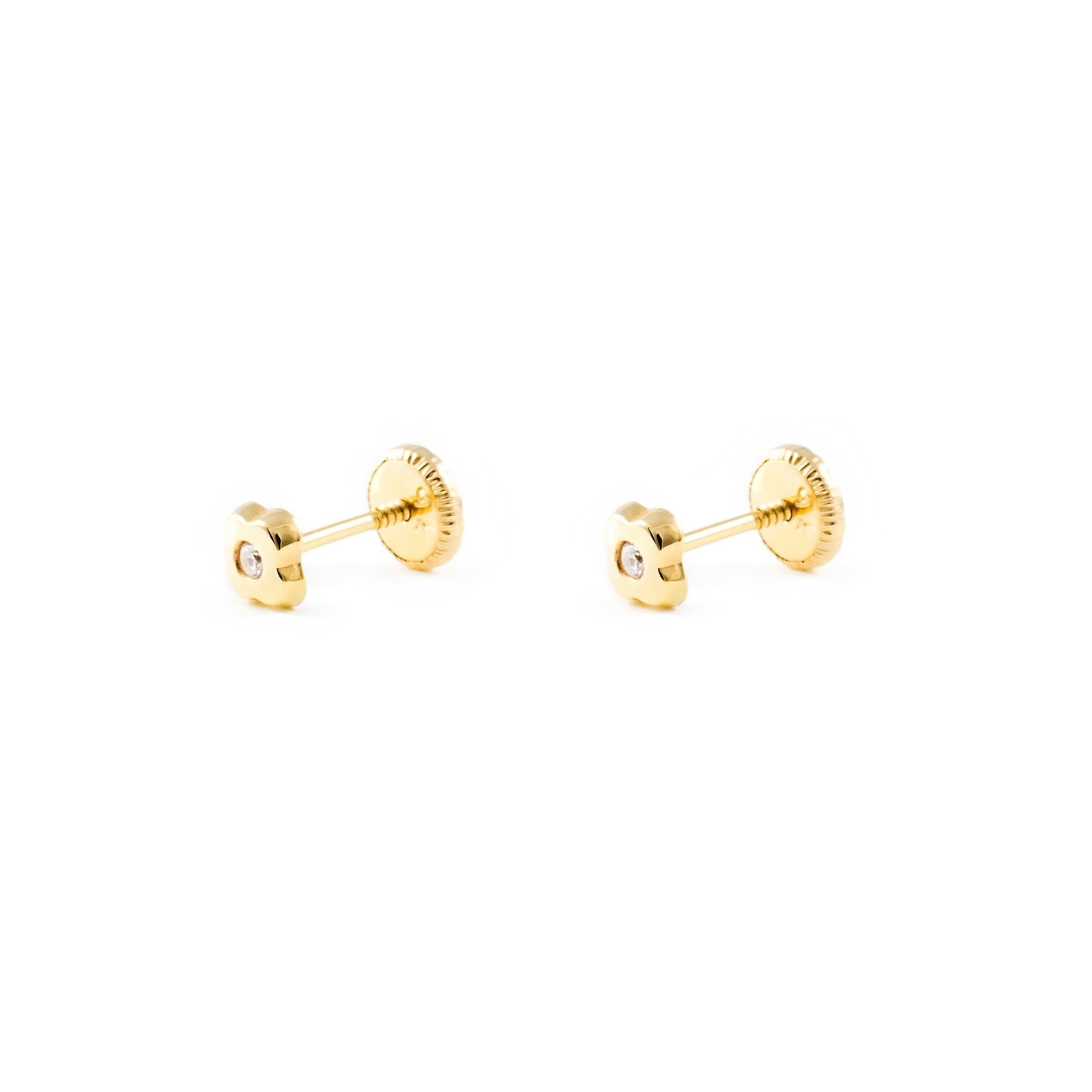 Orecchini per bambini quadrifoglio - oro giallo 9K (375) - Scatola Regalo - Certificato di garanzia