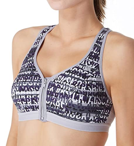 Shock Absorber Active Zipped Plunge Sujetador Deportivo, Gris Letras, 95B (EU: 80B, FR: 95B,) para Mujer (90C)