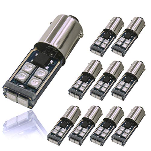 DODOFUN BA9S Green Car Interior Exterior Replacement Bulb Bayonet Base BA9 53 57 1445 1895 64111 Size Reading Map Dome Side Door Courtesy LED Light 12V (Pack of 10)