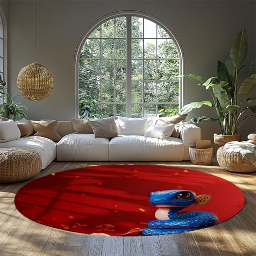 Tapis rond serpent bleu antidérapant pour sécuriser le sol de la chambre - 2