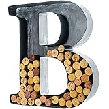 Wine Cork Holder - Metal Monogram Letter (B), Brushed Metal, Large | Wine Lover Gifts, Housewarming,...