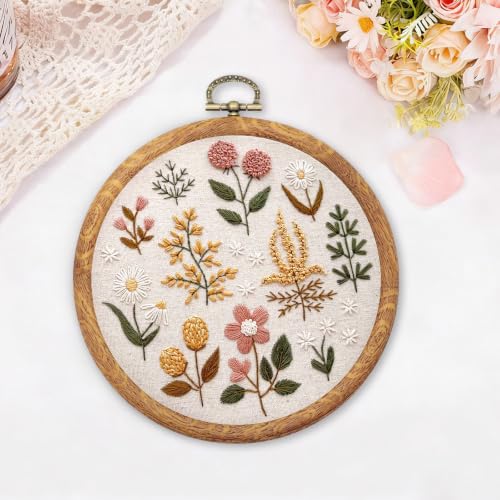 Image of Faylapa 5Pcs 3.9 inch to 10 inch Round Embroidery Hoop Set | Embroidery Hoop Ring Decorative Imitated Wood Display Frame for Embroidery, Cross Stitch, Craft Sewing DIY Hanging Decoration