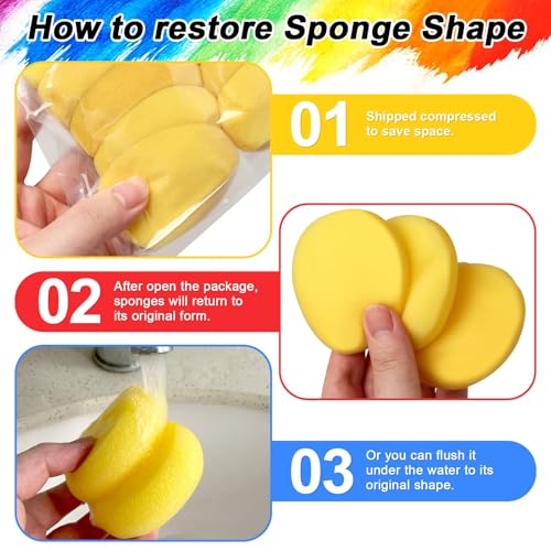 image for Hapy Shop 24 Pack 2.8 Inch Round Sponges Yellow Painting Sponges Ceram