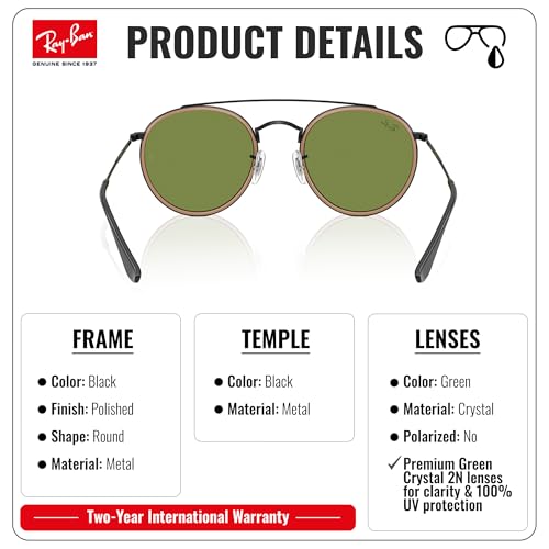 Image of Ray-Ban RB3647N ROUND DOUBLE BRIDGE Round Shaped Sunglasses for Men & Women with Official RAYBAN Eyewear Kit