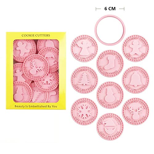 BSITSSS 9 Pcs Christmas Cookie Cutter Set, Christmas Cookie Cutters and Stamps Christmas Biscuit Cutters Cookie Stamp - Image 2