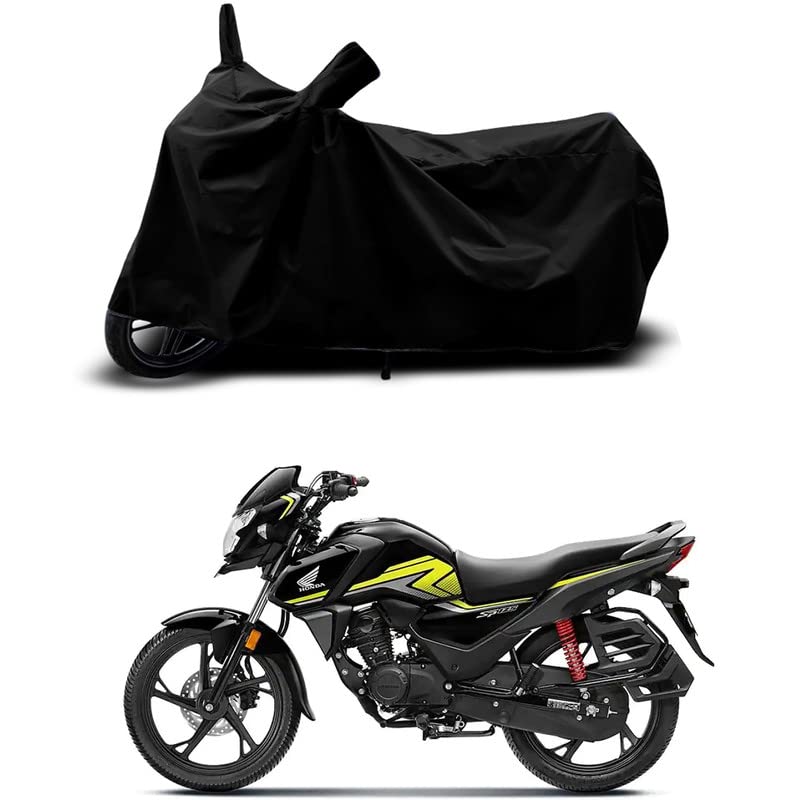 Image of 100% Scratchproof /UV-Rays /Heat Protection /Birds Dropping /Water Resistant /Dust Proof /Waterproof /Full Bike Scooty Two Wheeler Body Cover Compatible for Honda SP 125 Disc All Varients[Black]