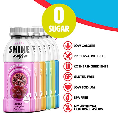 ShineWater Hydration Water, Flavored Drink, Antioxidant Beverage, Zero Sugar, Variety Pack of 12 Bottles