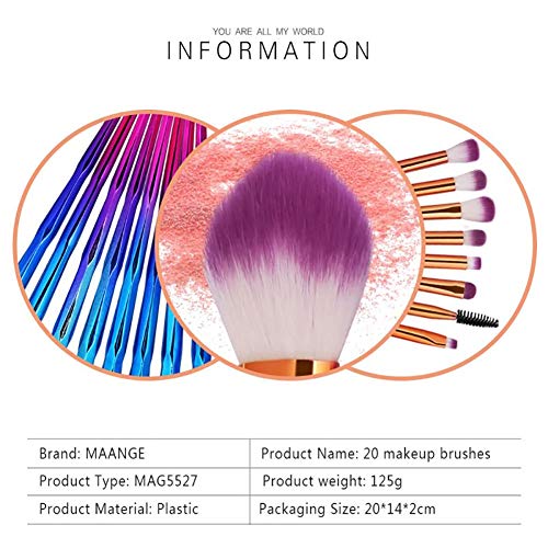 20pcs Makeup Brush Set, Shiny Gold Diamond and Foundation Powder Cream Eyeliner Blush Brush Kits (blue)