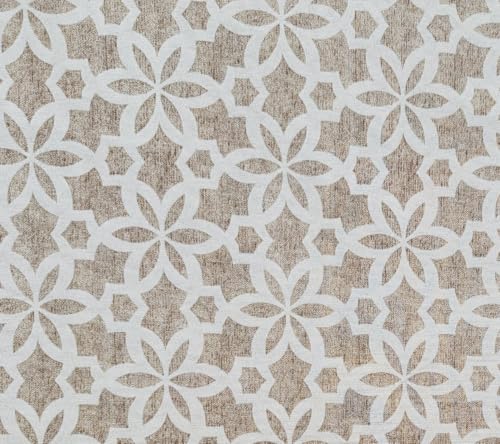 Tela Loneta por Metro – 280 cm de Ancho – Varias medidas (0,5m/1m/3m) y diseños – Ideal para Tapicería, Cojines, Manualidades y Decoración (Stella beige, 50cm x 280cm)