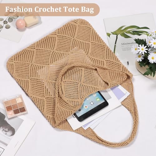 Sightor Crochet Tote Bag, Mesh Beach Bag Knit Summer Hobo Bag Vacation Boho Tote Bag for Women4
