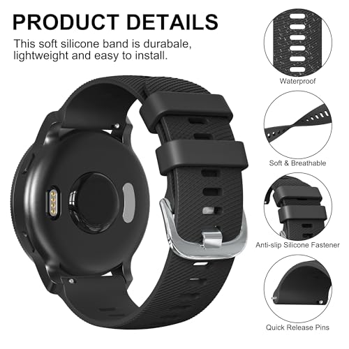 Correa deportiva de silicona negra 22mm para Garmin miniatura 2