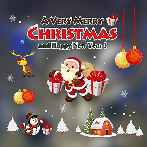 Preisvergleich Produktbild BLOUR Frohe Weihnachten Wandaufkleber Fenster Weihnachtsmann Weihnachtsbäume Neujahr Windows Weihnachtsdekoration für Wohnkultur
