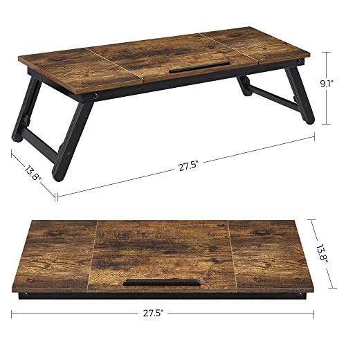 Image of SONGMICS Bed Laptop Desk, Folding Bed Tray, Adjustable Angle and Height | Folding Bed Tray for Laptop up to 15.6 Inches, Portable for Working Reading Writing Breakfast, Drawer, ULLD110B01