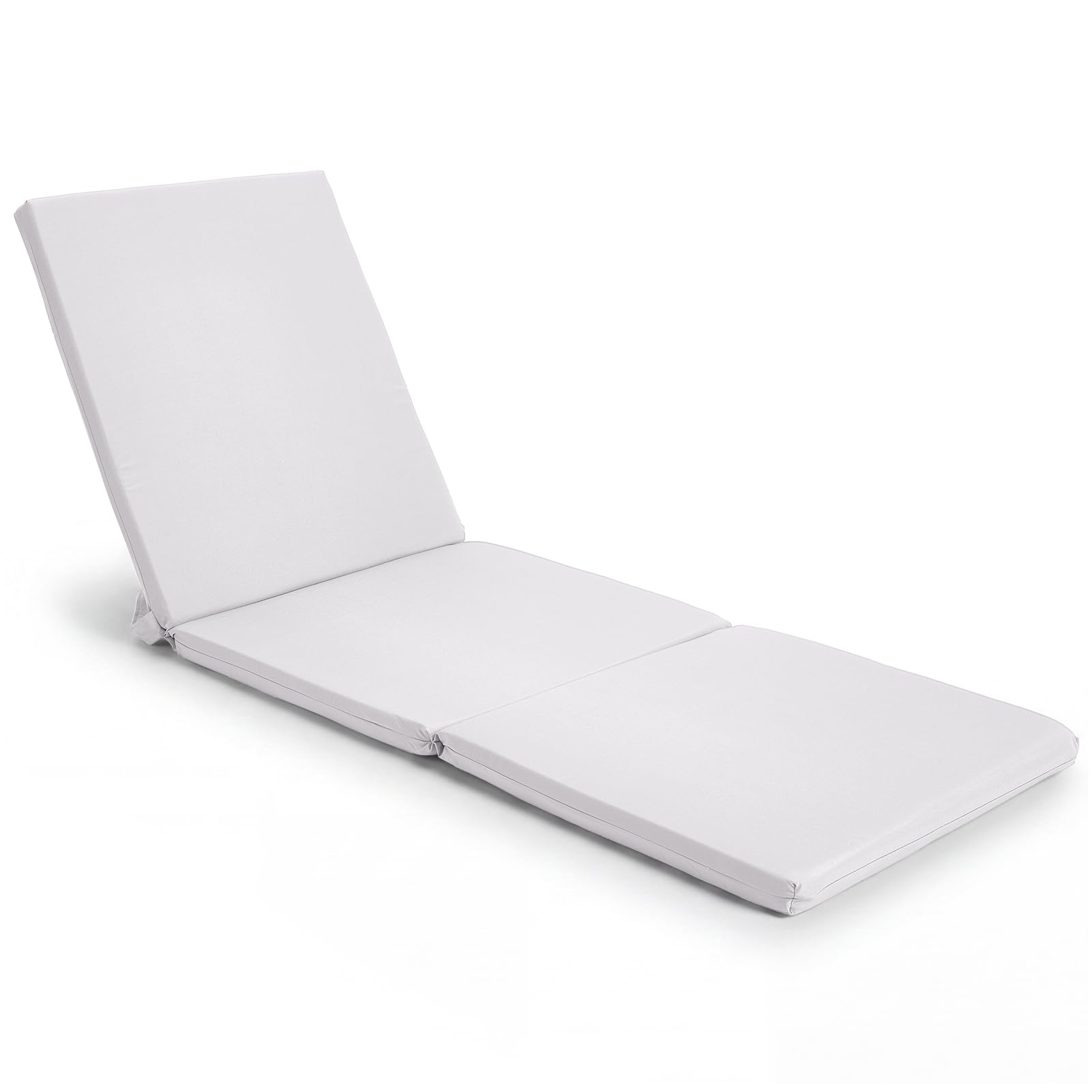 Warmiehomy Tri-Fold Sun Lounger Replacement Cushions, 182x58cm Waterproof Recliner Garden Chair Cushions with Fastened Strap & Removable Cover, Chaise Lounge Cushion Outdoor Sunbed Cushion Only(Beig)