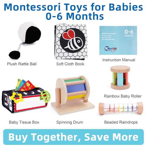 Image of KMTJT Montessori Toys for Babies 0-6 Months | Learning Educational Box Wooden Toys for Baby Infant Newborn Toys 0-6 Months | 1st First Birthday Gifts for 0 6 12 18 Months Boys Girls