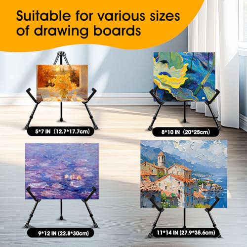 Image of AROIC 24 Pack 14''Tabletop Easels, Black Steel Table Top Easels for Display | Adjustable Portable Table Top Easel for Paintings, Signs, Posters,Frame Pictures(with 24 Bags)