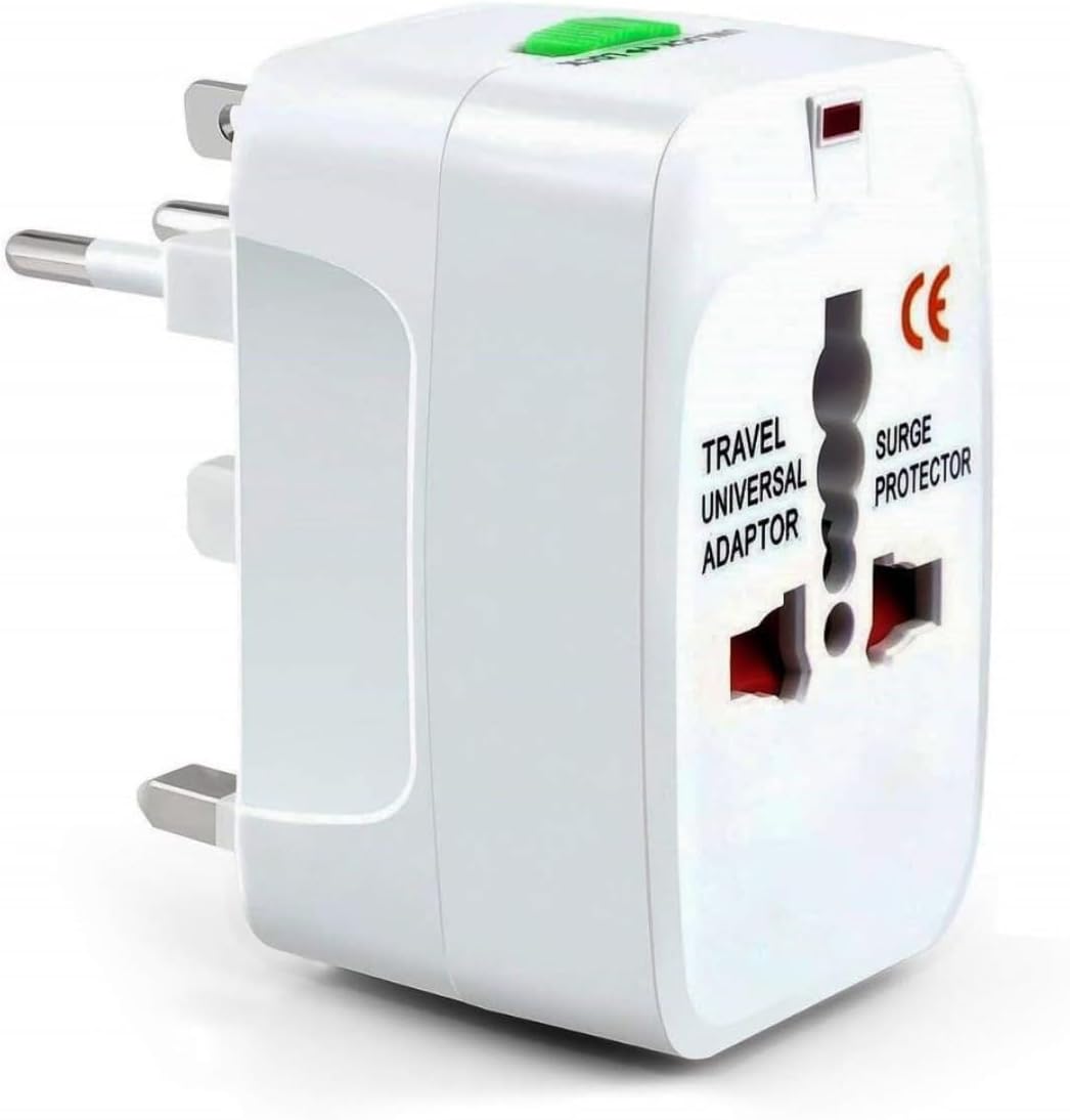 HUMBLE Universal Travel Adapter Plug - International Multipurpose All-in-One Solution for US, AUS, UK, EU, Europe, North/South America & 150+ Countries (Rectangle) (White)