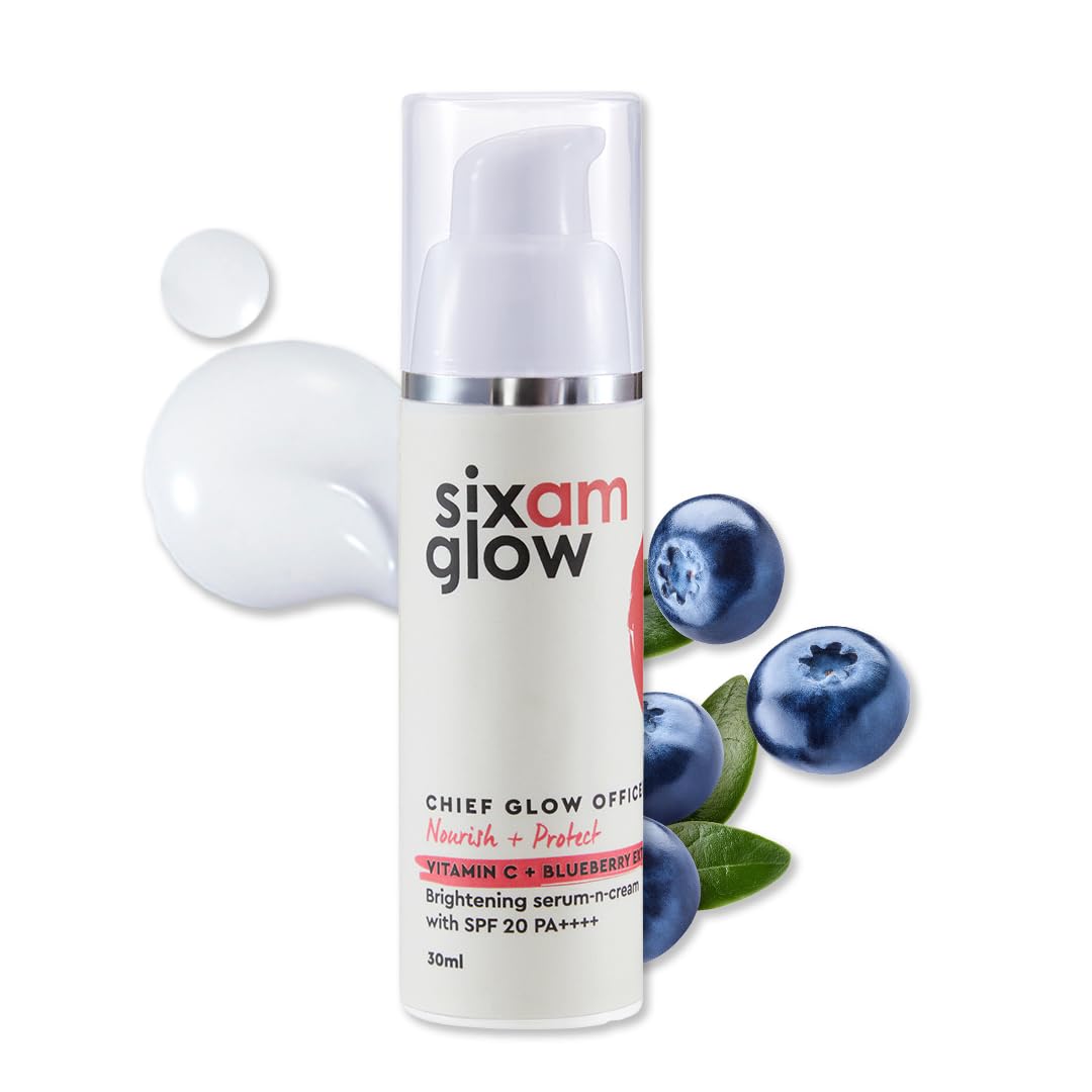 sixam glow SIX AM Chief Officer Serum-n-Cream SPF 20 PA++++ | 10% Vitamin C & 2% Niacinamide | Anti-Pigmentation Serum for Dark Spots, Dull Skin, Uneven Skin Tone | All Skin Types, 30 ml