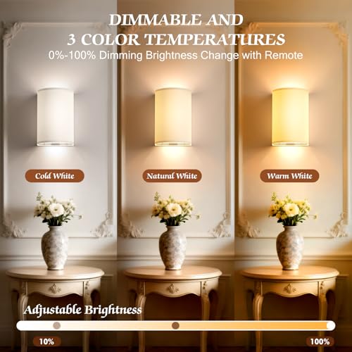 Image of OCATO Battery Operated Wall Sconce: Wireless Wall Sconces Set of Two Battery Operated Magnetic Lamp Rechargeable Lights Dimmable with 16 RGB Colors with Remote Walls Decor for Bedroom Living Room