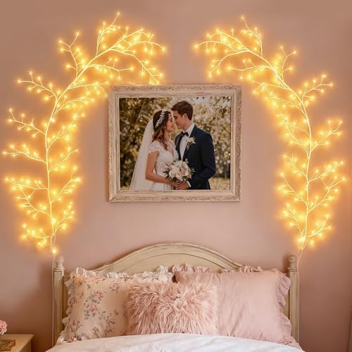NEWNEN Lichterkette 144 Warmweiß LEDs Zweige Lichter Künstliche...