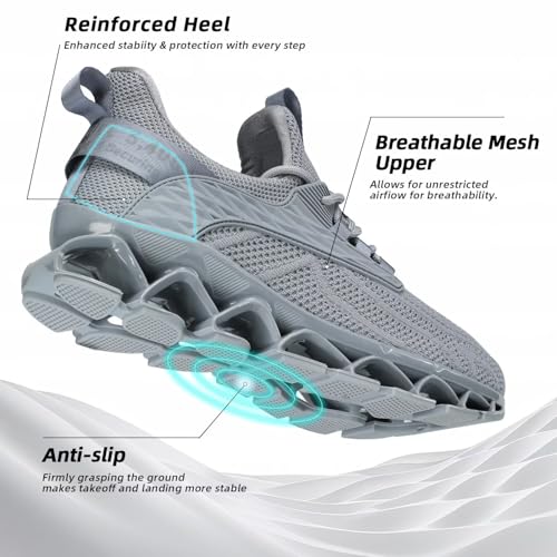 Image of Men's Fashion Sneakers Slip on Walking Running Shoes Blade Tennis Casual Comfort Non Slip Work Sport Athletic Trainer