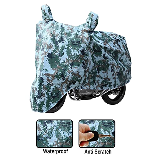 Image of AllExtreme 100% Tested Waterproof Bike Body Cover Compatible for Splendor Platina HF-Deluxe and Upto Pulsar 180cc Size Dustproof Indoor Outdoor UV Protection Raincover for Motorcycles (Army Green)