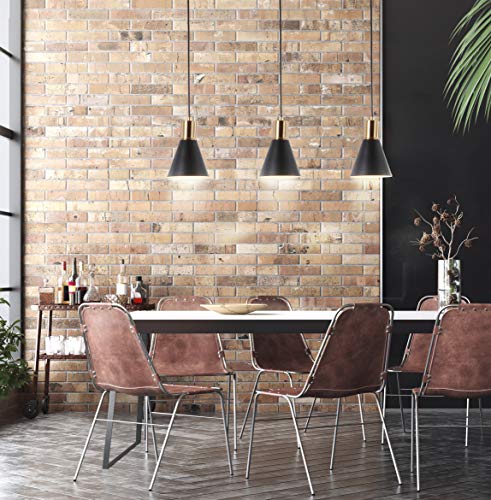 Image of JONATHAN Y Apollo Mid-Century 3-Light Pendant 33.5 inch, Black /Brass Gold | Modern, Adjustable Height, Metal Cone Shade, Kitchen Island, Hallway, UL Listed, Slope-Compatible, LED Bulb Included