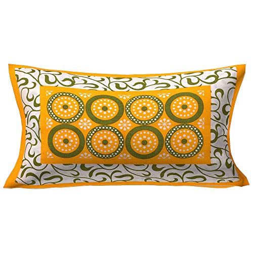 Image of RajasthaniKart Pure Cotton 144 TC Single Size Bed Sheet with 1 Pillow Cover - Bedsheet for Single Bed (Floral,Yellow, Single Bedsheets Cotton)