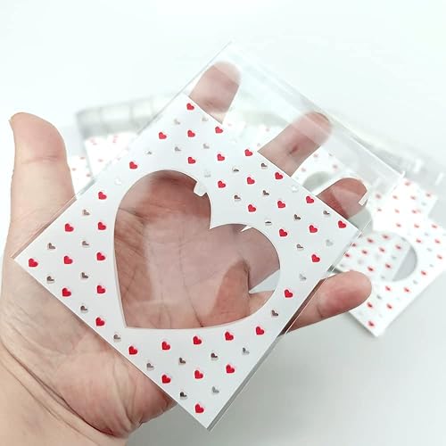 Miniatura 2 de 100 bolsas pequeñas de celofán con corazón transparente, bolsas de regalo de San Valentín, bolsas de golosinas autosellantes para suministros de