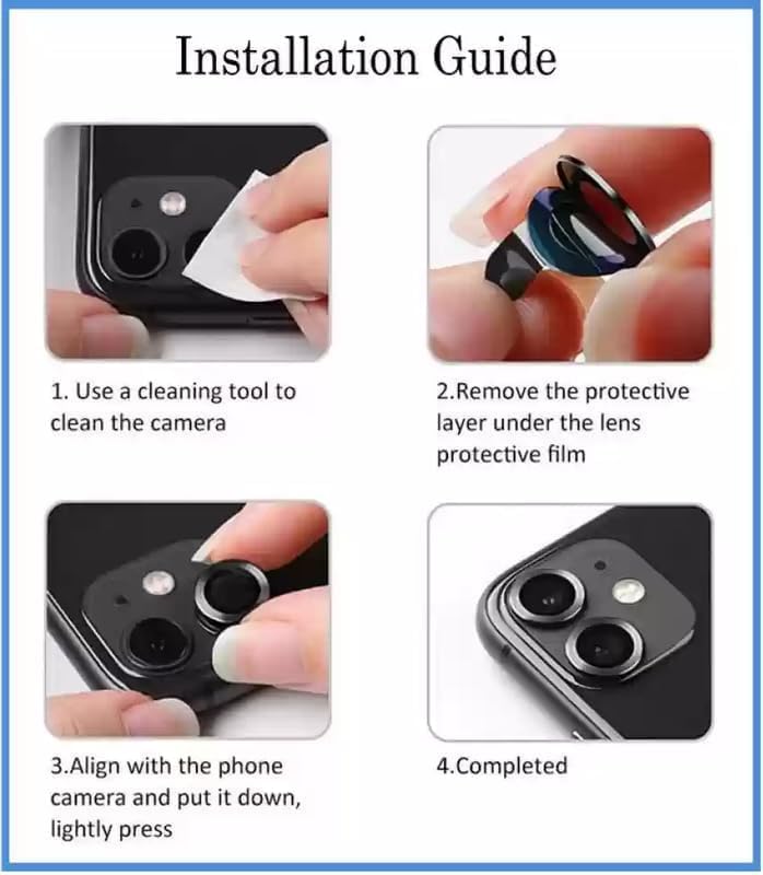 Image of FabeKee Tempered Glass Camera Lens Protector For 9H Hardness, Full Coverage Anti Scratch Camera Metal Ring (Reno15Pro /-Sierra Blue)