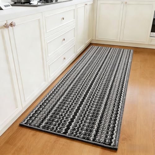 Angju Kitchen Rug and Mat for Floor, Kitchen Runner Rug Non Slip Washable Kitchen Mat-Absorbent Kitchen Floor Mat for Front Sink, Laundry Room, Hallway (Grey-43 * 150cm)