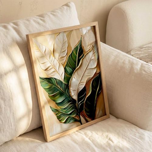 Image of kotart Aesthetic Leaf Art Home Decoration|Paintings With Frame For Living Room Bed Room Hotel Wall Decor Digital Reprint (14X20 inch)