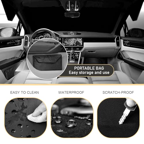Image of Windshield Ice and Snow Cover, 600D Oxford Winter Waterproof Anti-Freeze Protective Cover, 75 inch x 42.2 inch Foldable Perfect Coverage Frost Cover, Universal for Cars Trucks (Black)