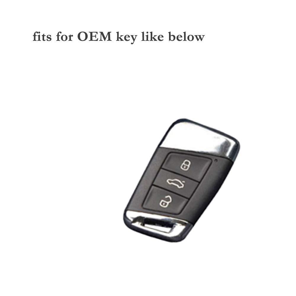 BROVACS Funda protectora de silicona compatible con Volkswagen Passat B8 Magotan SKODA Superb A7 3 botones Smart Remote Key Fob CV9807 Rose