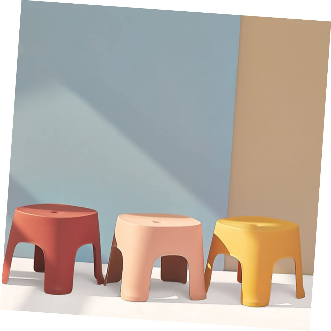 Ciieeo Sgabello Piccolo Portatile in Pvc Antiscivolo Rosa per Ragazzo Ragazza, per Bagno e Cucina, Sgabello Compatto per Cambio Scarpe e Uso Quotidiano