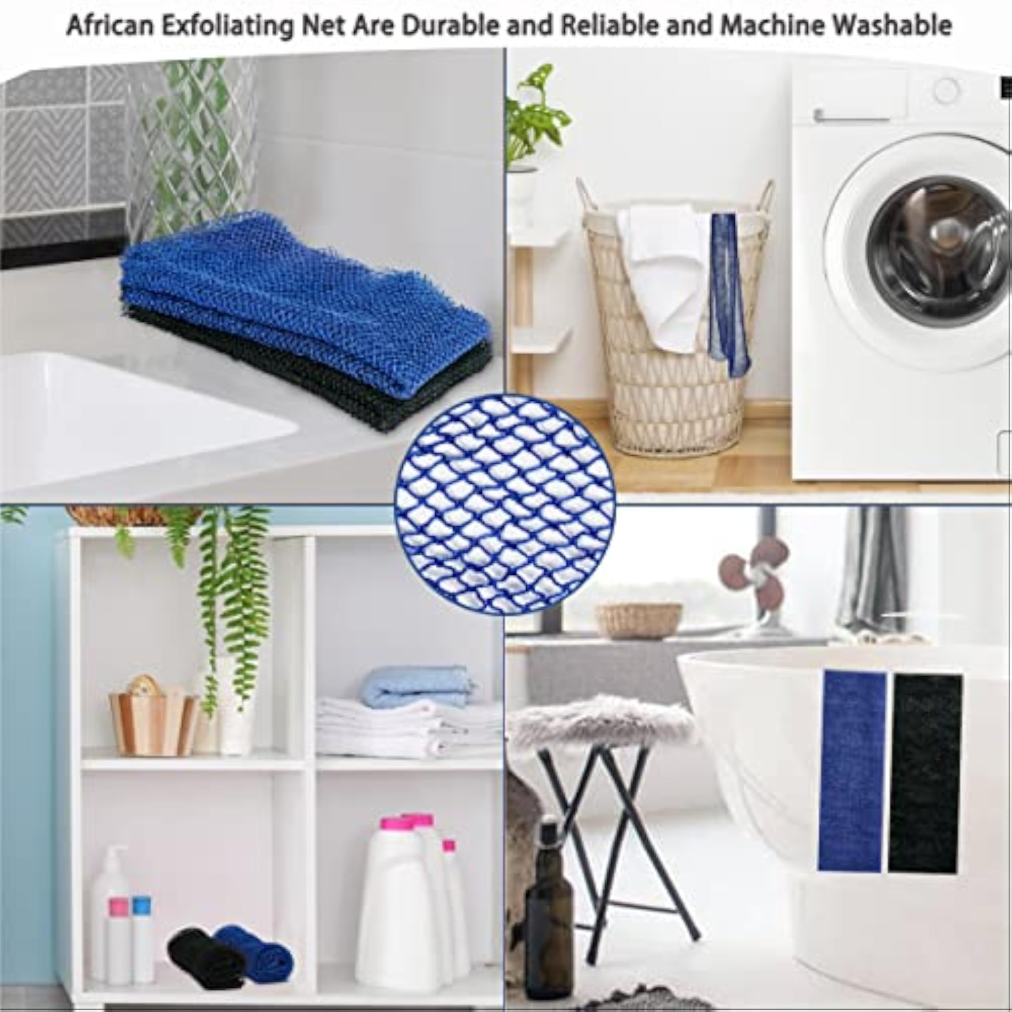 2 Pieces African Bathing Sponge Net, Exfoliating Shower Scrubber