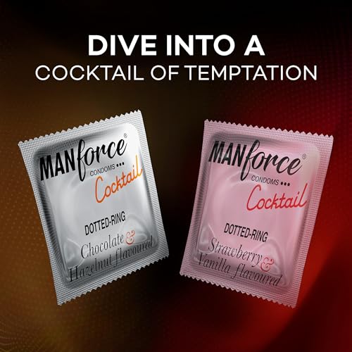 Manforce Cocktail Combo Flavoured Condoms for Men| 10 Count (Pack of 2)| Strawberry-Vanilla & Chocolate-Hazelnut| Extra Dotted - Image 2