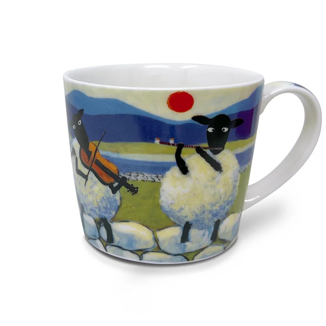 Thomas Joseph Tazza in ceramica Bone China Sheep Design 11 Fl Oz simbolo irlandese regalo di inaugurazione della casa (Ble-ewe-grass)